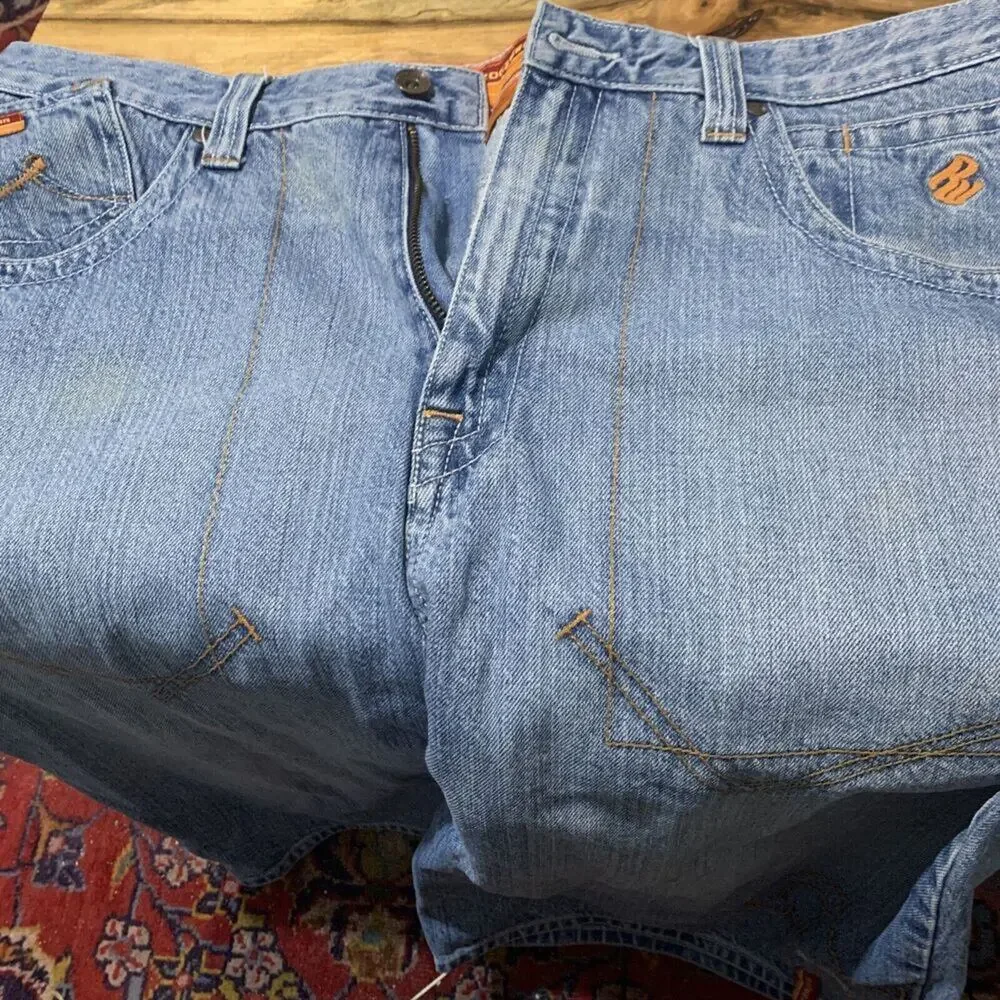 Vintage Rocawear Baggy Denim Shorts‎ Mens 38 Blue Light Wash 90s Y2K Hip Hop